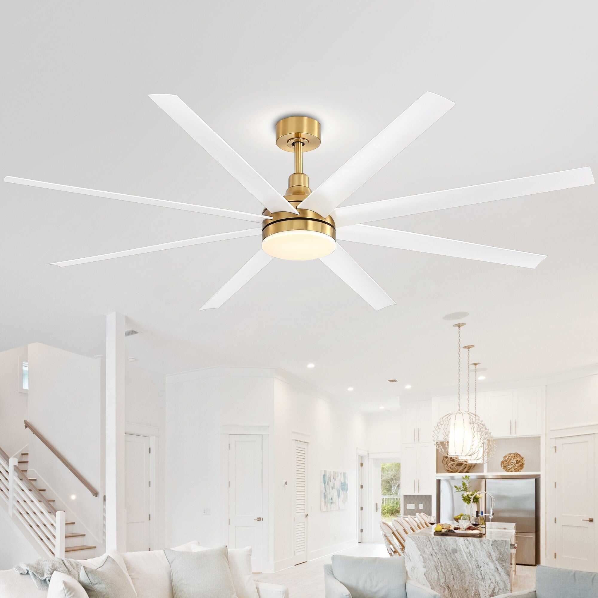 72 grandi ventilatori da soffitto con telecomando a luce LED - 8 pale - 72 pollici