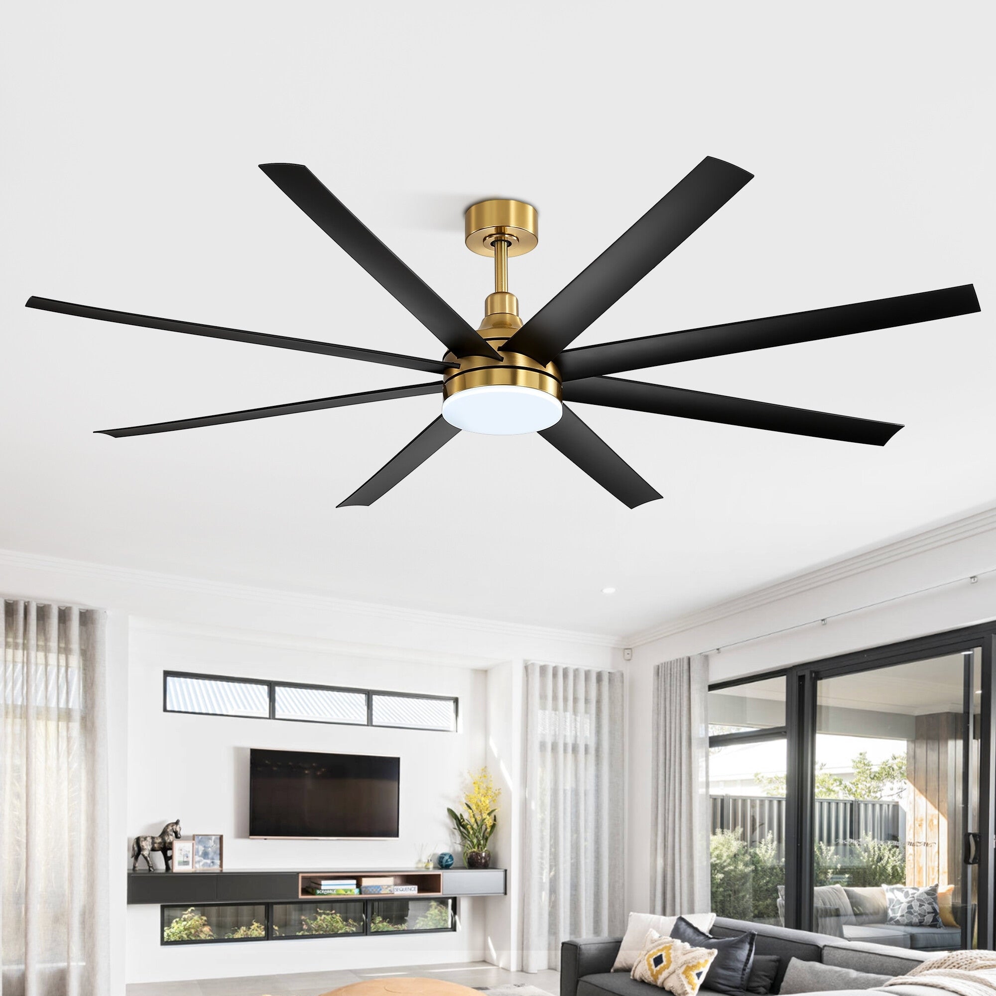 72 grandi ventilatori da soffitto con telecomando a luce LED - 8 pale - 72 pollici