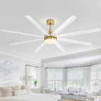 72 grandi ventilatori da soffitto con telecomando a luce LED - 8 pale - 72 pollici