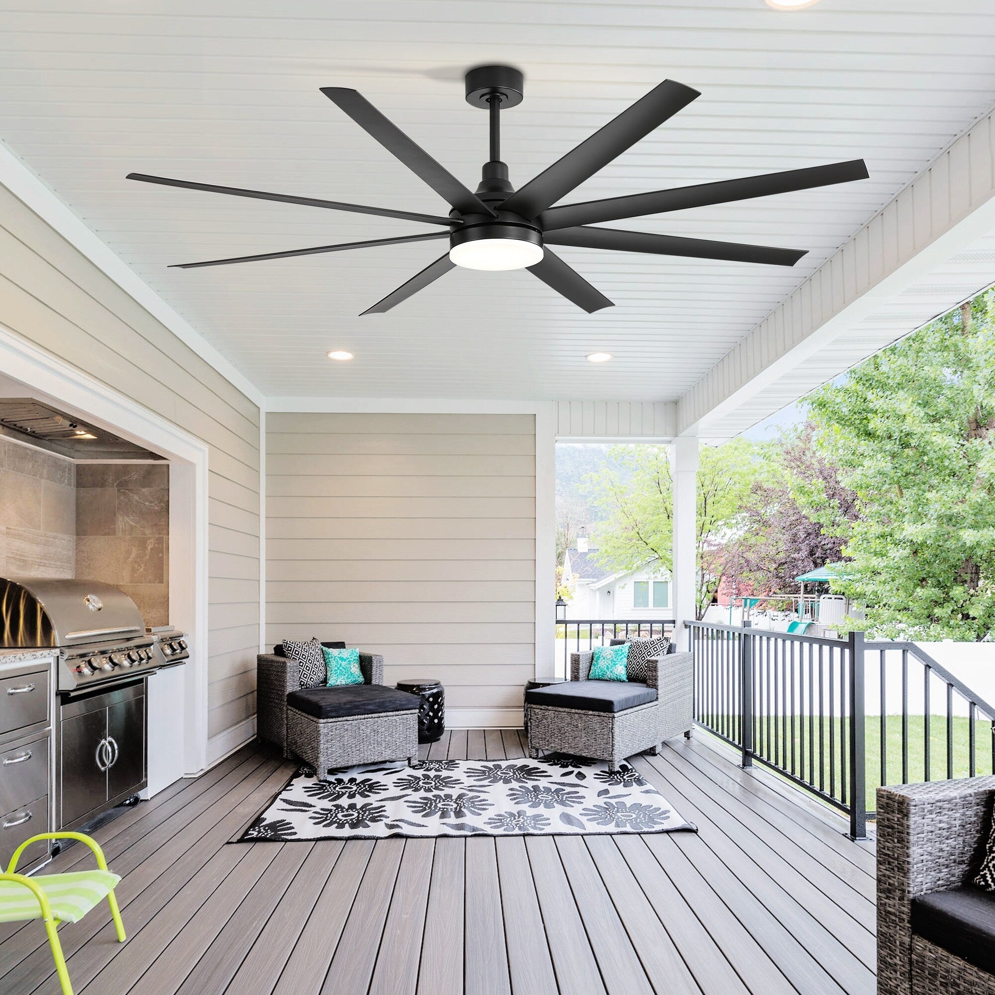 72 grandi ventilatori da soffitto con telecomando a luce LED - 8 pale - 72 pollici