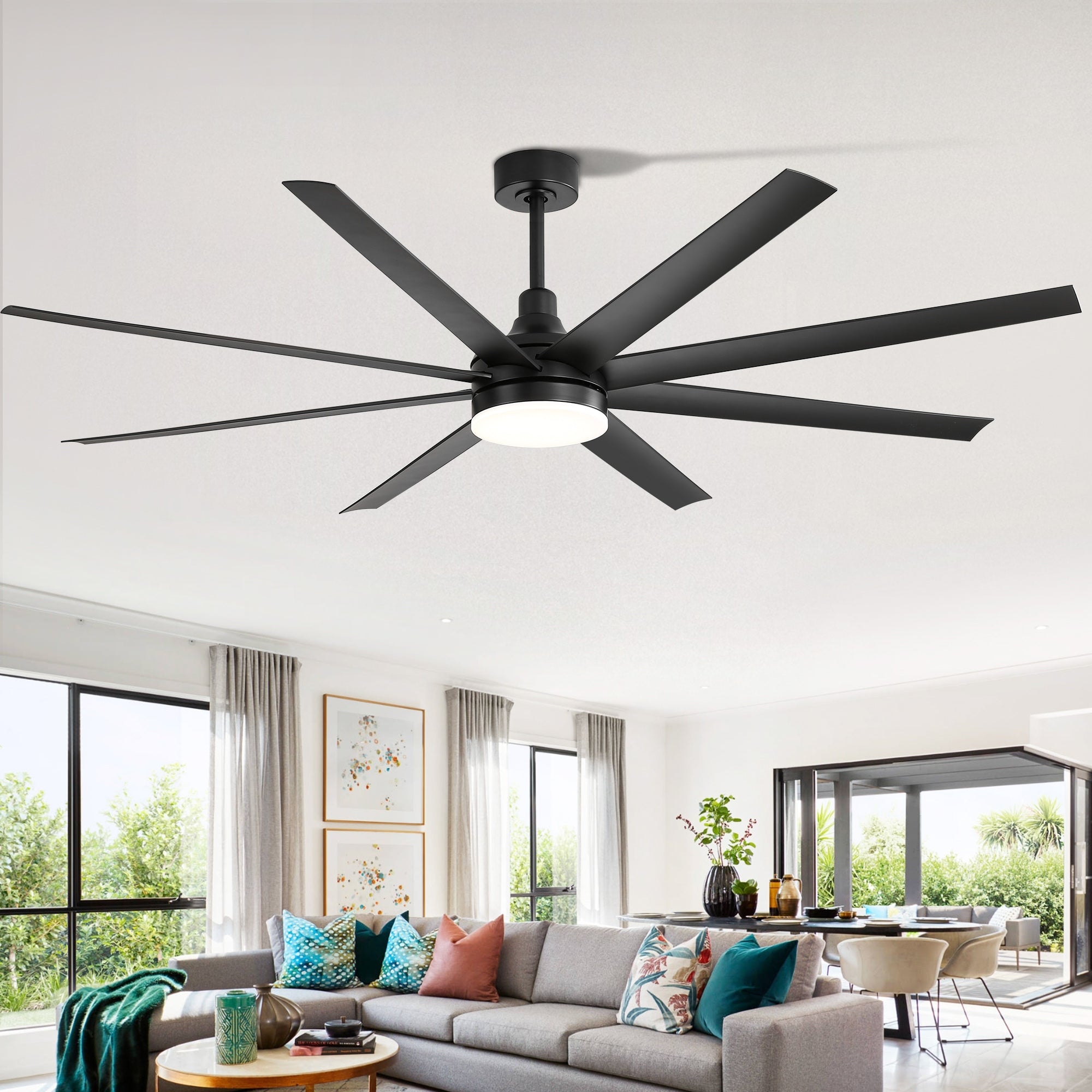 72 grandi ventilatori da soffitto con telecomando a luce LED - 8 pale - 72 pollici