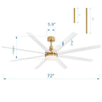 72 grandi ventilatori da soffitto con telecomando a luce LED - 8 pale - 72 pollici