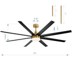 72 grandi ventilatori da soffitto con telecomando a luce LED - 8 pale - 72 pollici
