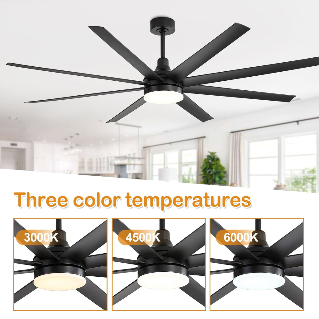 72 grandi ventilatori da soffitto con telecomando a luce LED - 8 pale - 72 pollici