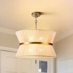 Lampadario a tamburo grande in stile boho moderno a 8 luci, lampadario a clessidra in tessuto intrecciato a mano da 24 pollici in oro/nero per sala da pranzo/soggiorno