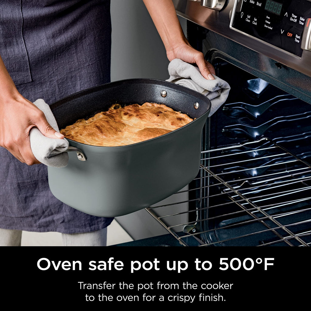 Multicooker da 8,5 litri, con pentola a cottura lenta 8 in 1, forno olandese, vaporiera, coperchio in vetro, cucchiaio integrato, pentola adatta al forno fino a 500 °F