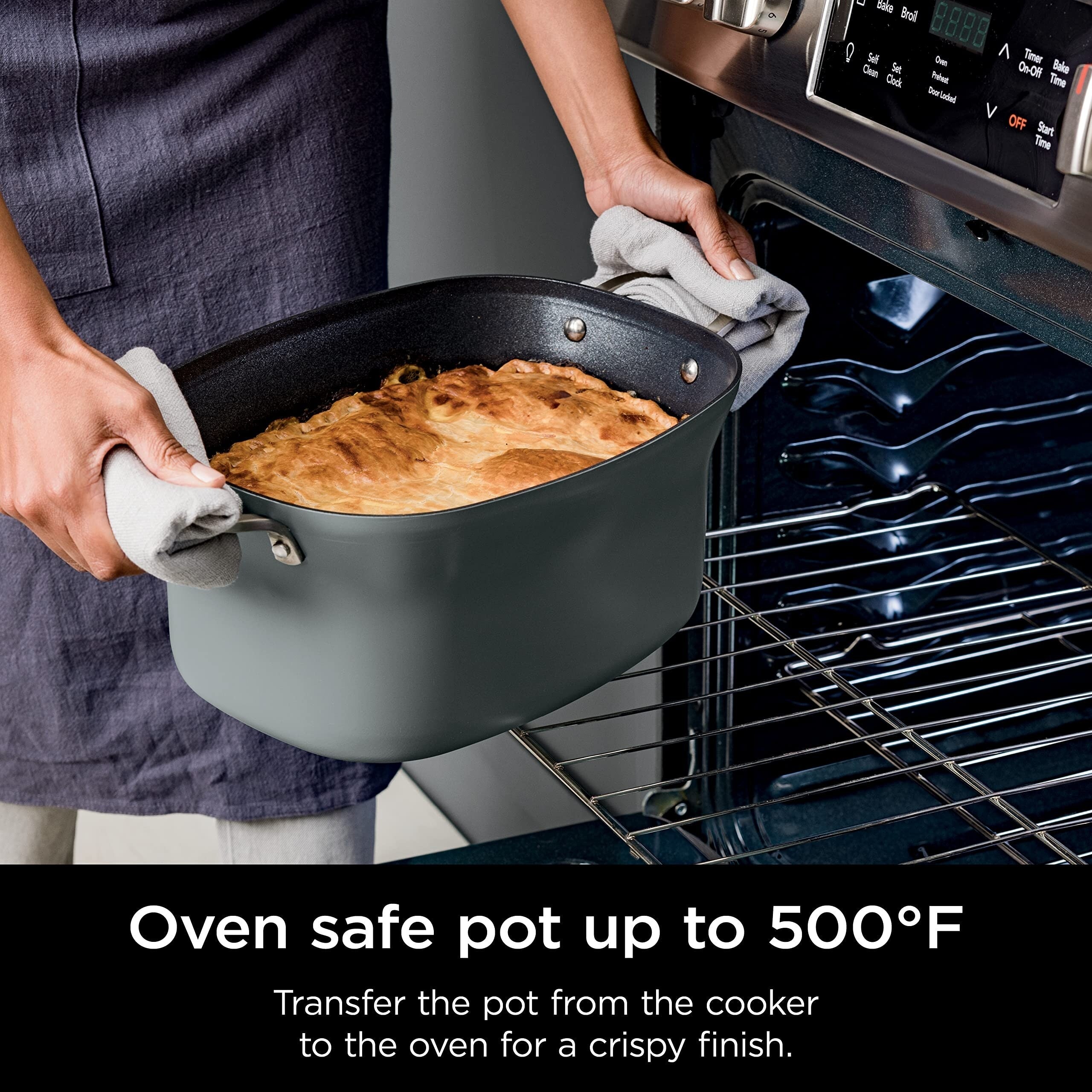 Multicooker da 8,5 litri, con pentola a cottura lenta 8 in 1, forno olandese, vaporiera, coperchio in vetro, cucchiaio integrato, pentola adatta al forno fino a 500 °F