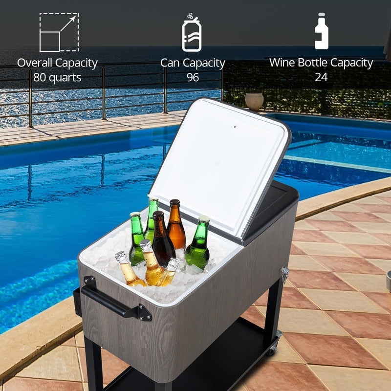 Refrigeratore per bevande con ruote da patio da 80 QT - 80 QT