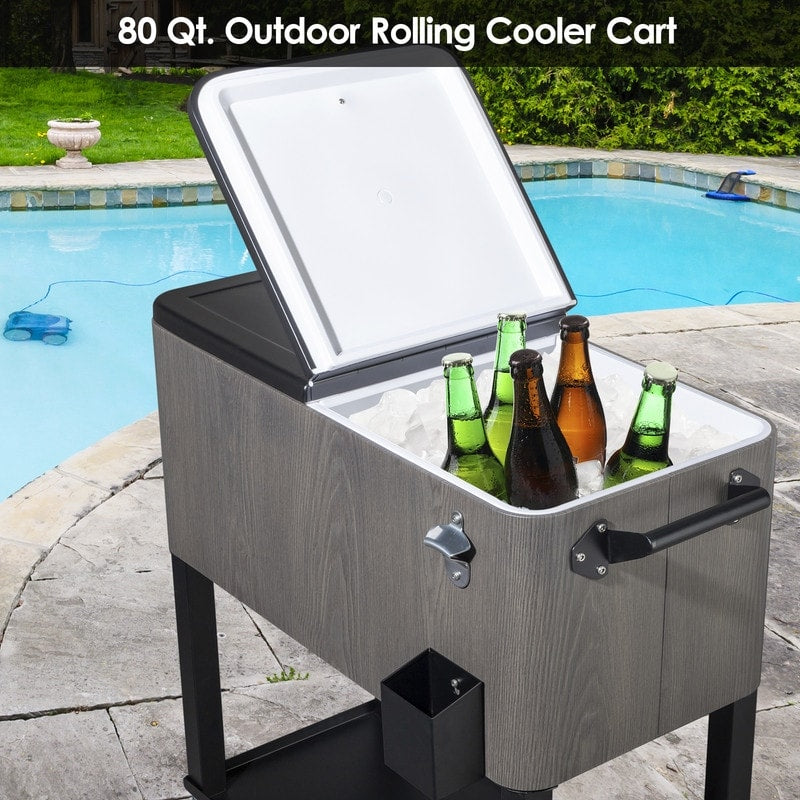 Refrigeratore per bevande con ruote da patio da 80 QT - 80 QT