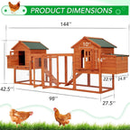 AECOJOY 144'' Grande pollaio con recinto in legno Gabbia per pollame