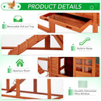 AECOJOY 144'' Grande pollaio con recinto in legno Gabbia per pollame