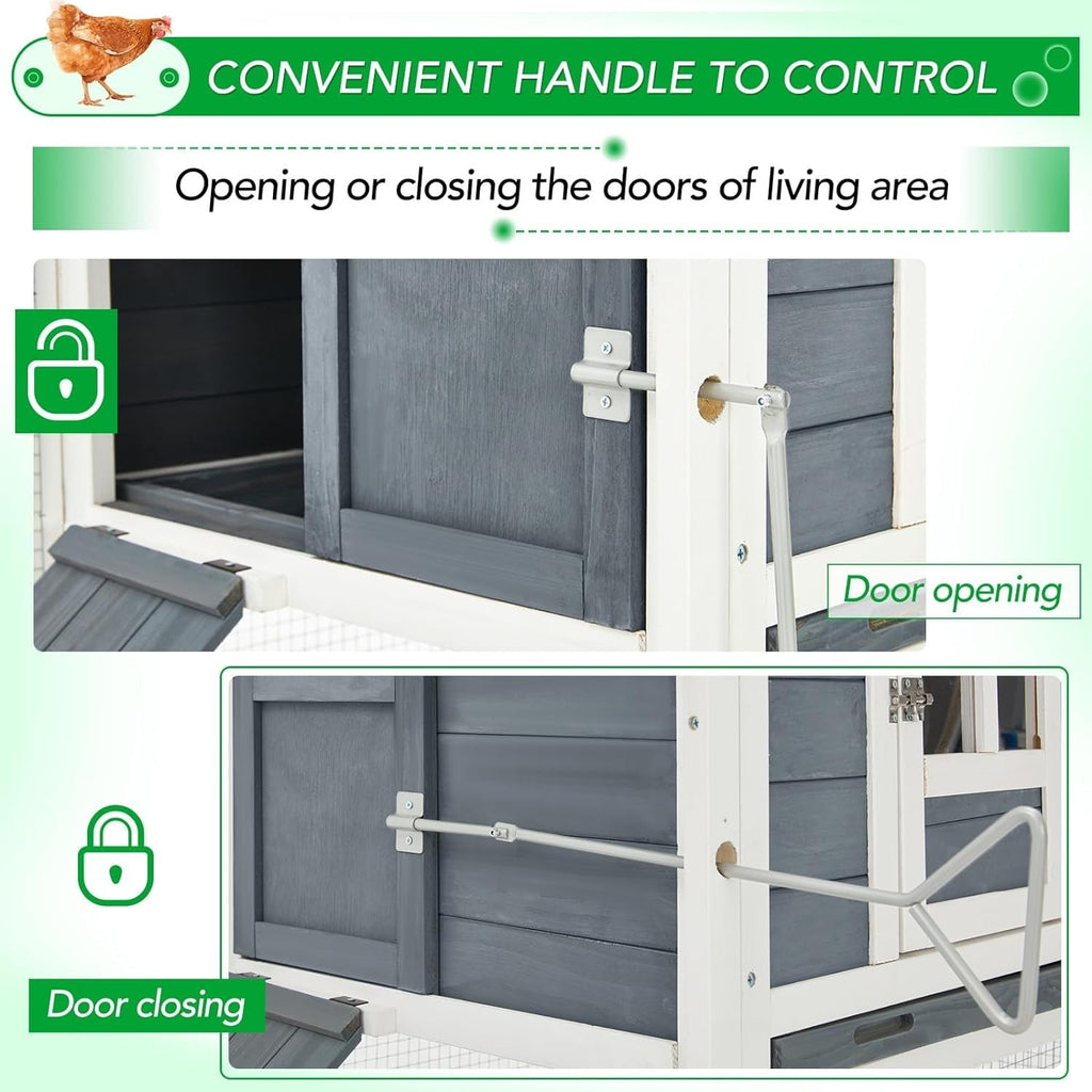 AECOJOY 144'' Grande pollaio con recinto in legno Gabbia per pollame