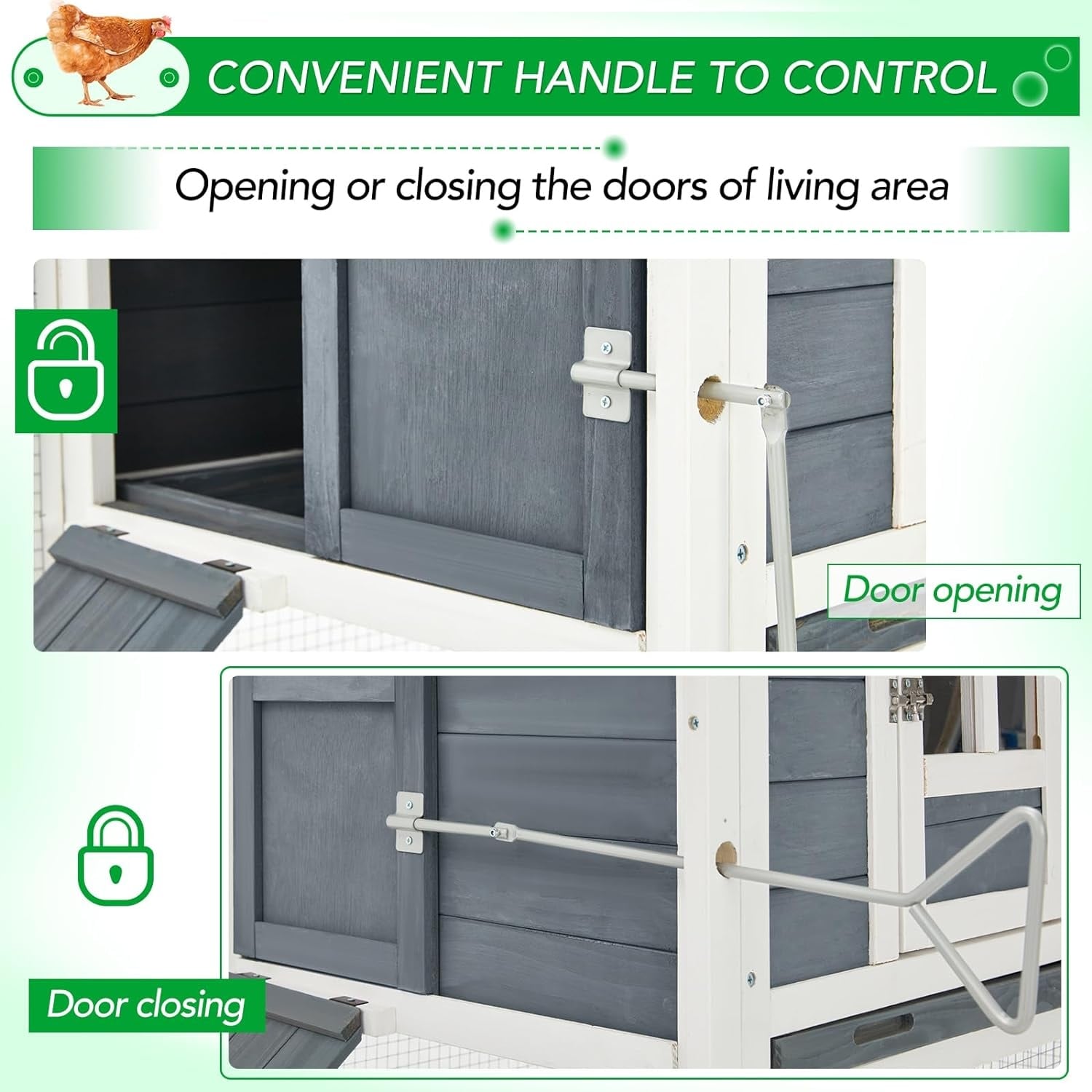 AECOJOY 144'' Grande pollaio con recinto in legno Gabbia per pollame