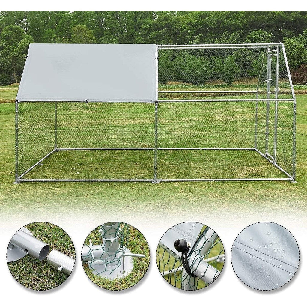 AECOJOY Grande pollaio in metallo con gabbia per polli in metallo