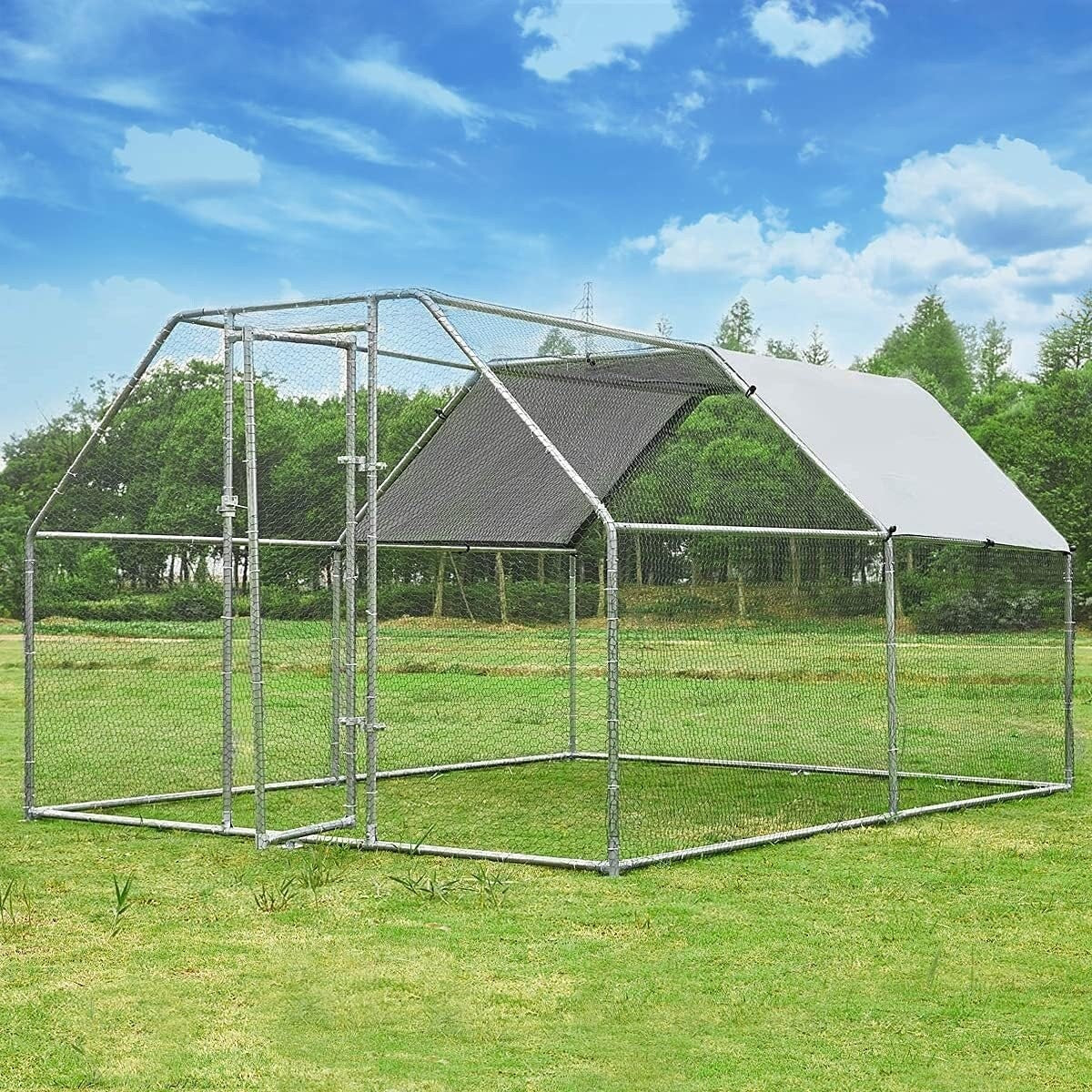 AECOJOY Grande pollaio in metallo con gabbia per polli in metallo