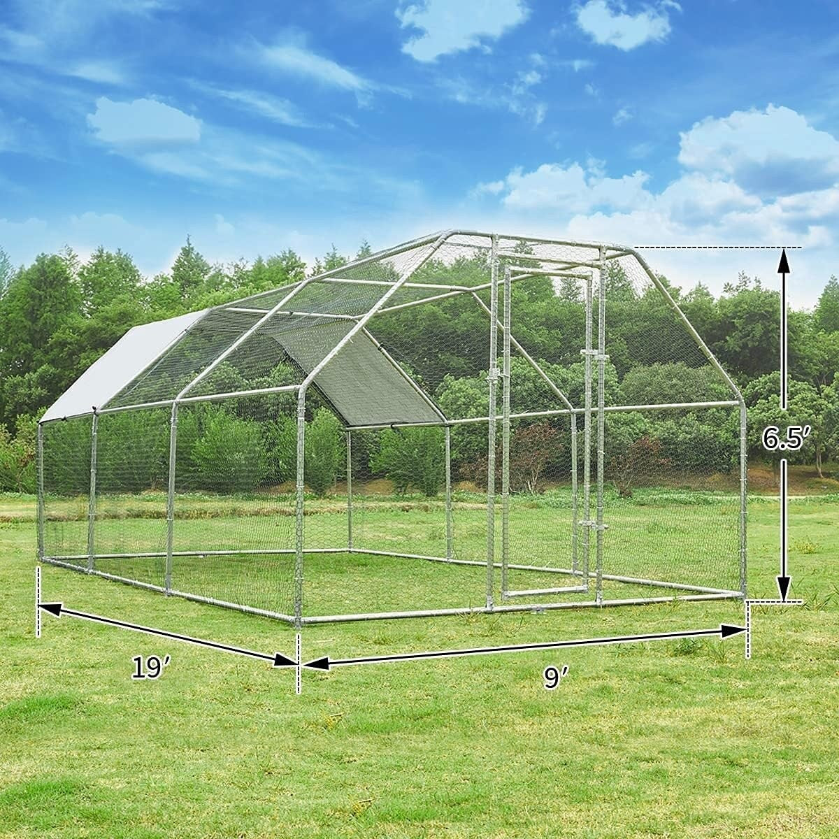 AECOJOY Grande pollaio in metallo con gabbia per polli in metallo