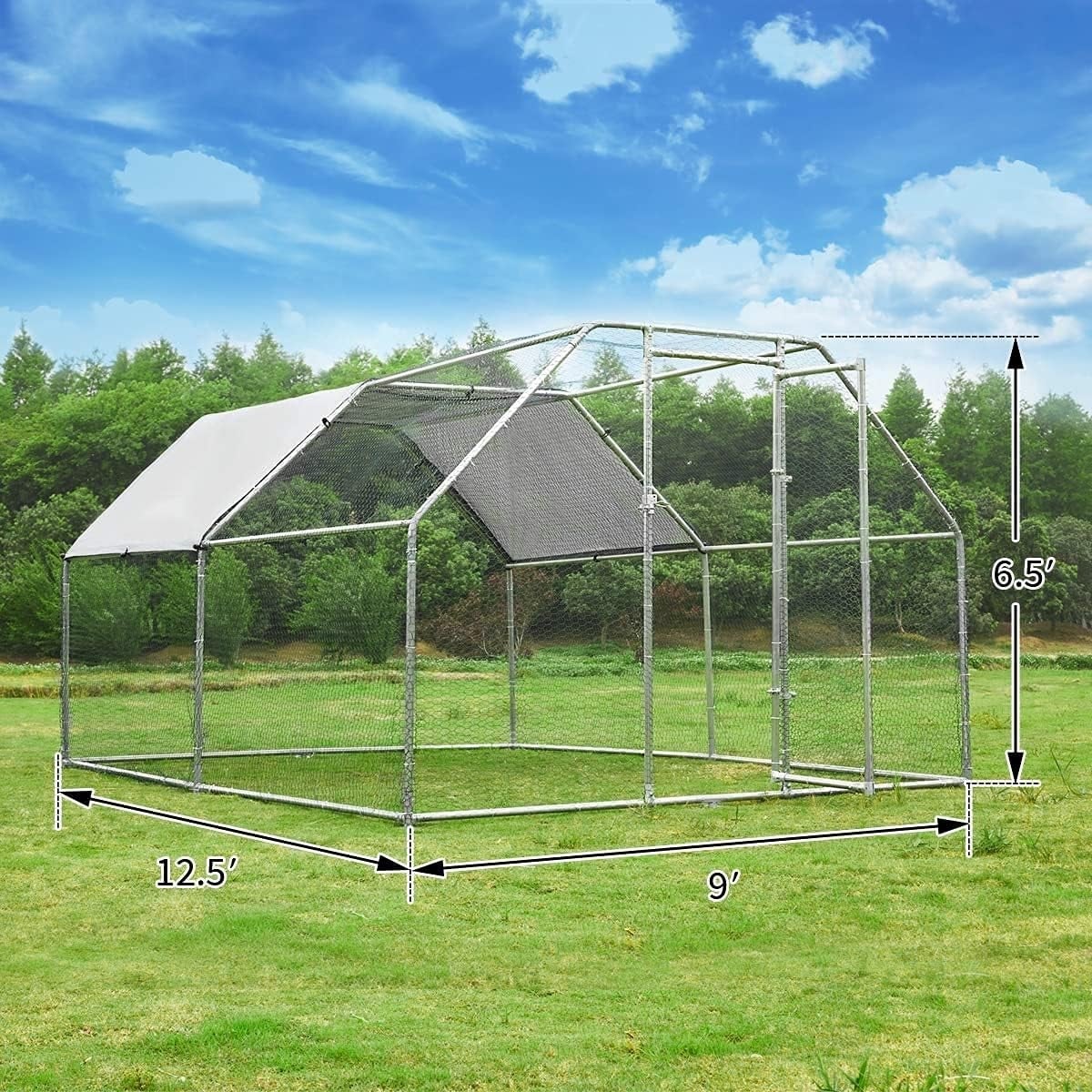 AECOJOY Grande pollaio in metallo con gabbia per polli in metallo