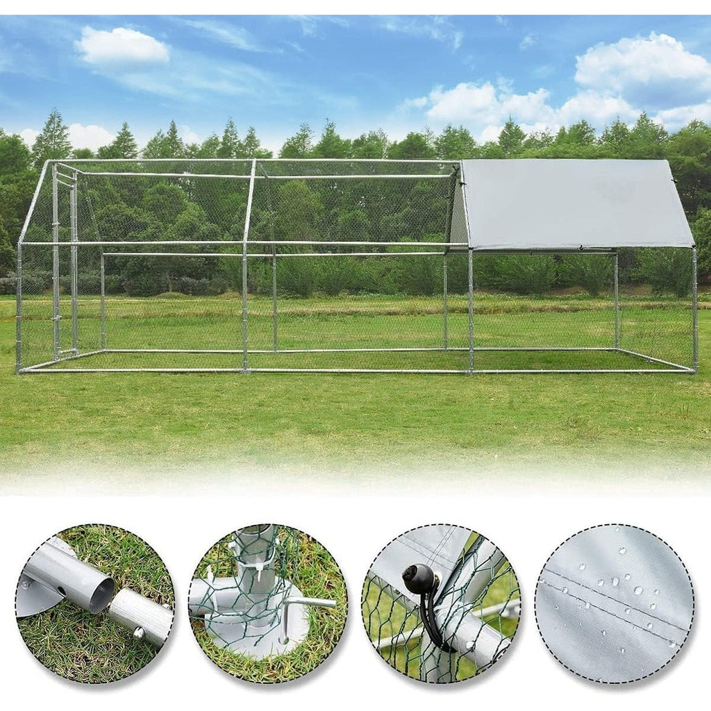AECOJOY Grande pollaio in metallo con gabbia per polli in metallo