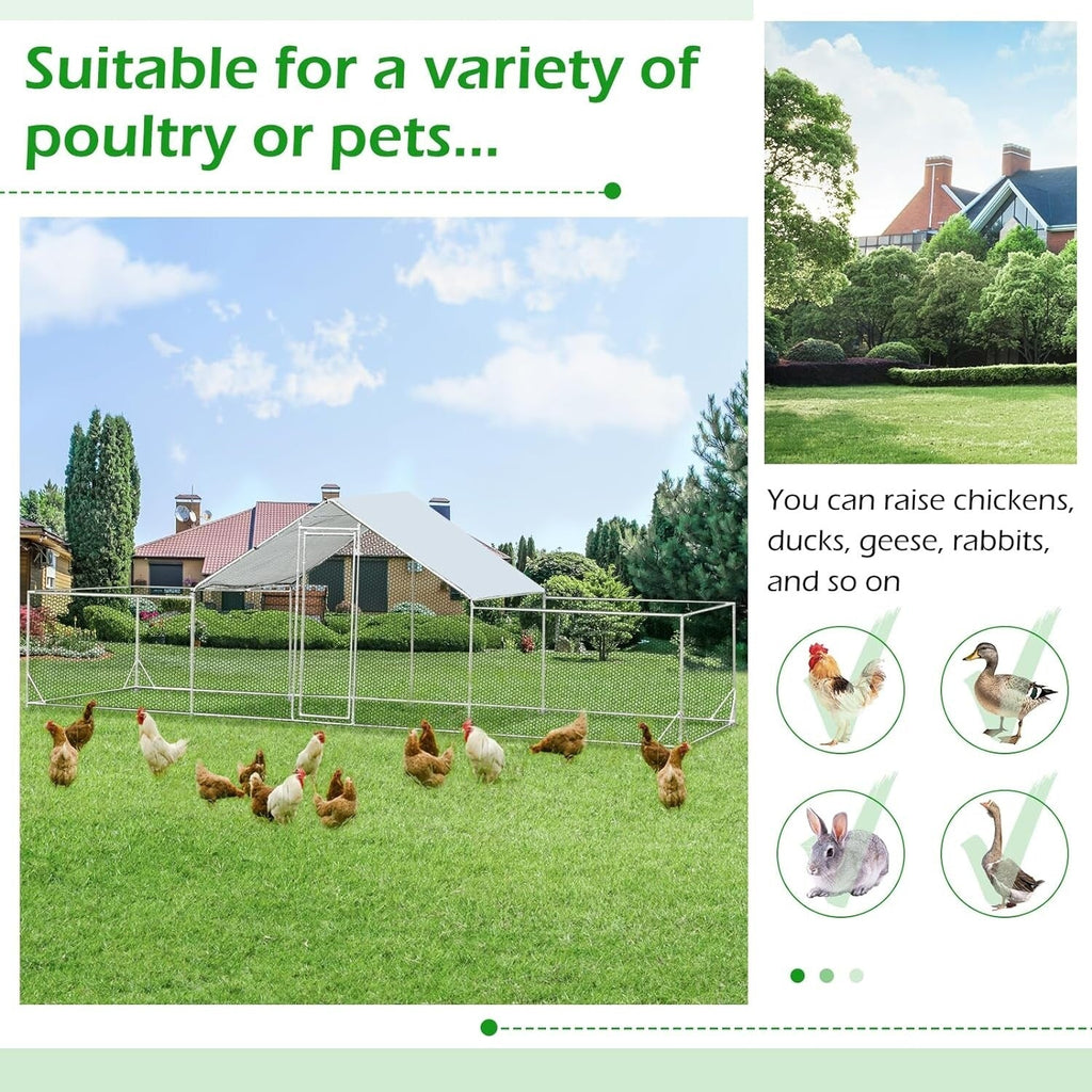 AECOJOY Grande pollaio in metallo con gabbia per polli in metallo