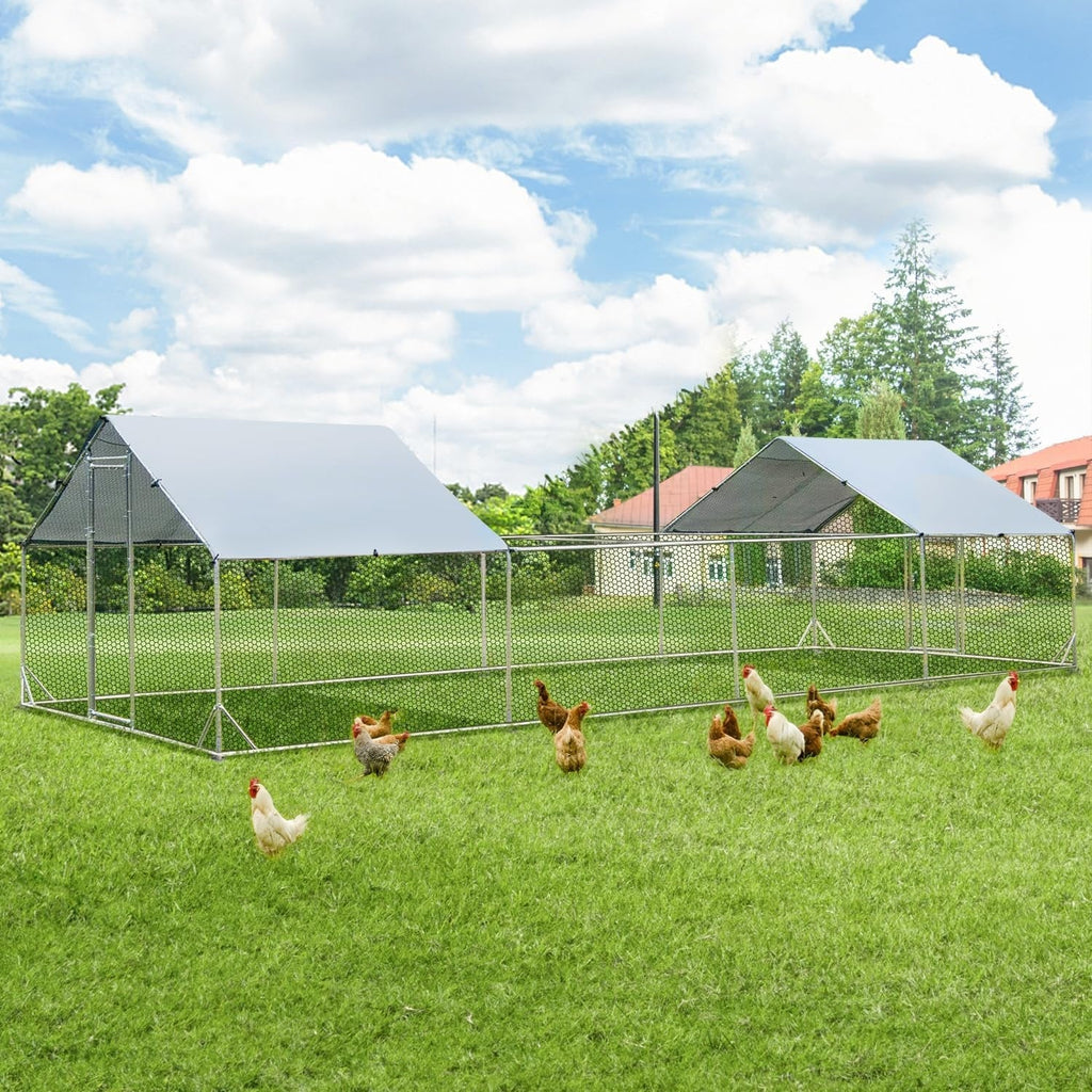 AECOJOY Grande pollaio in metallo con gabbia per polli in metallo