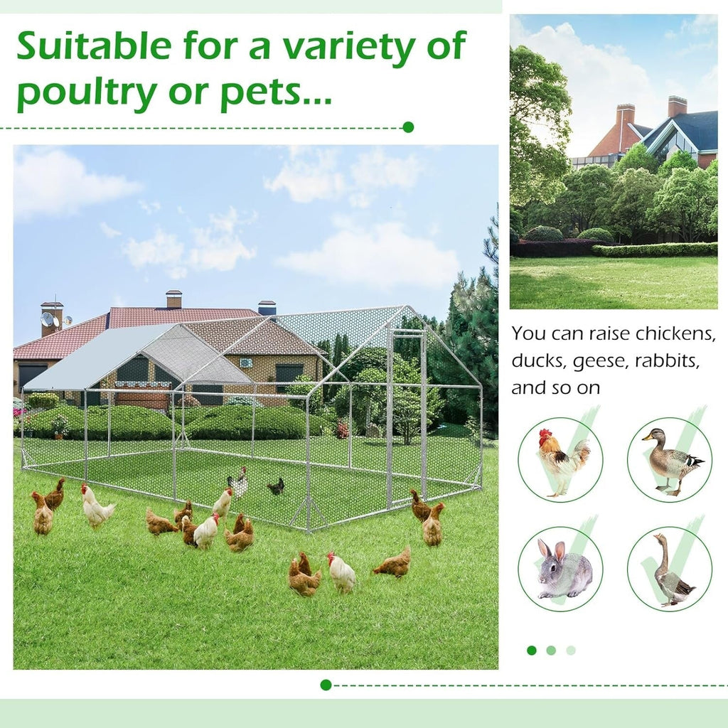 AECOJOY Grande pollaio in metallo con gabbia per polli in metallo