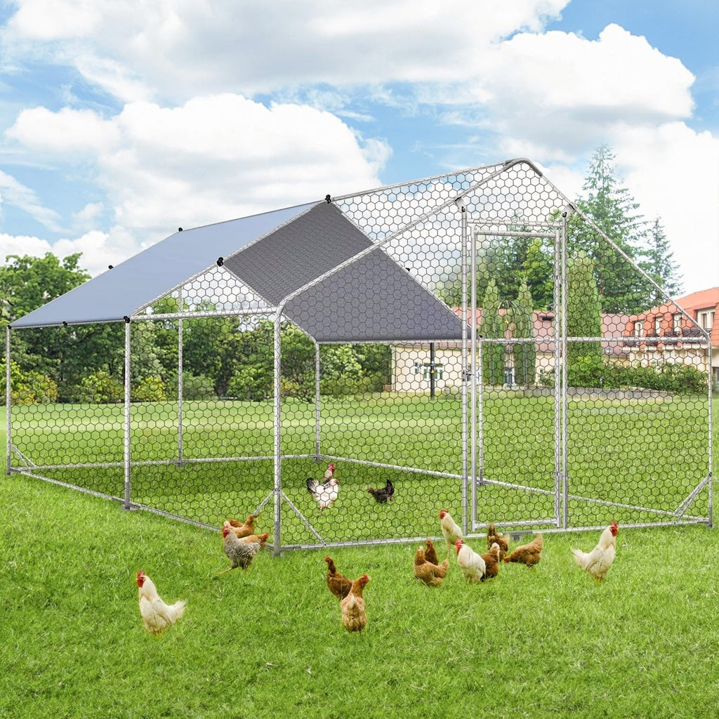 AECOJOY Grande pollaio in metallo con gabbia per polli in metallo