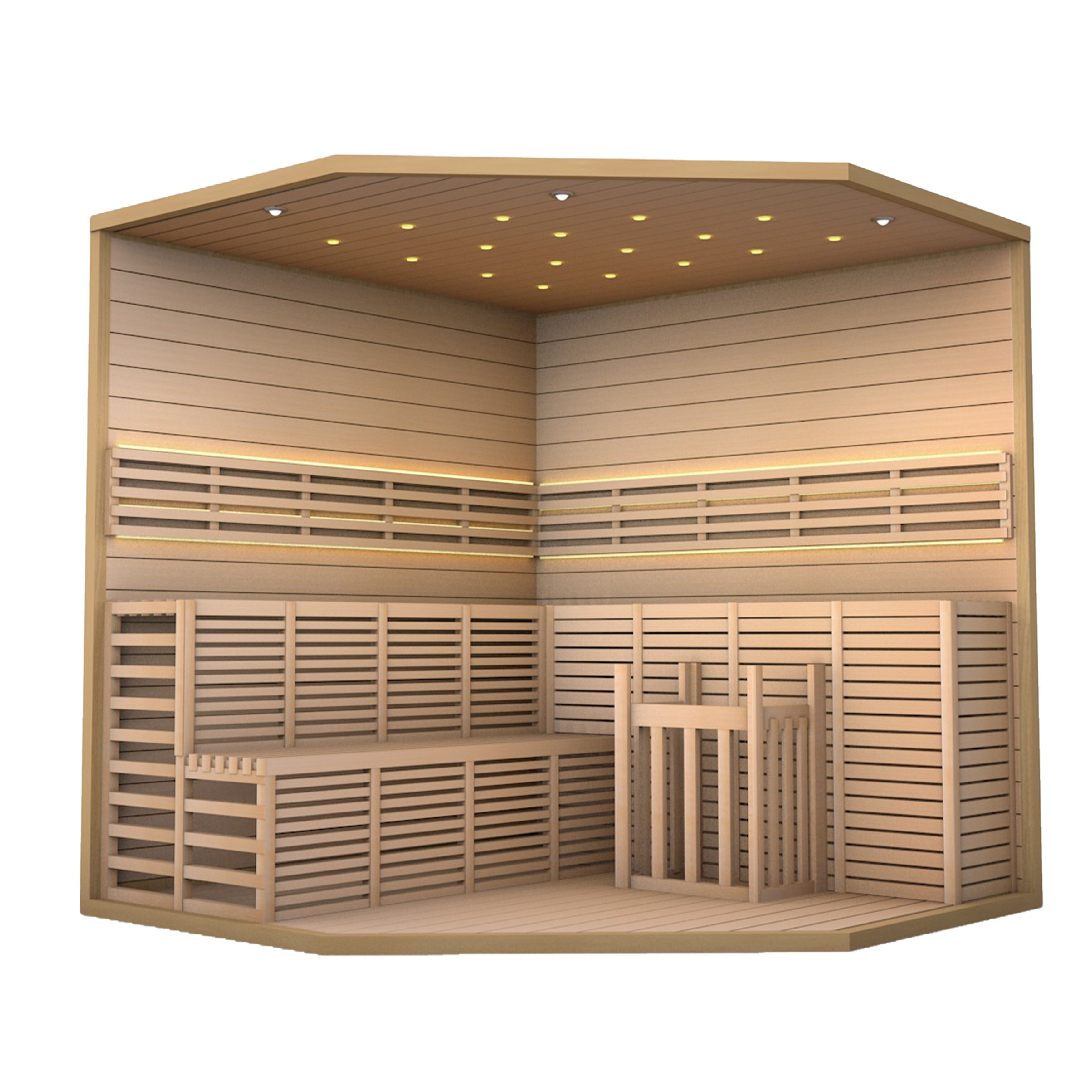 Sauna interna umida e asciutta in legno ALEKO per 5-6 persone con riscaldatore elettrico - 75 x 75 x 83 pollici