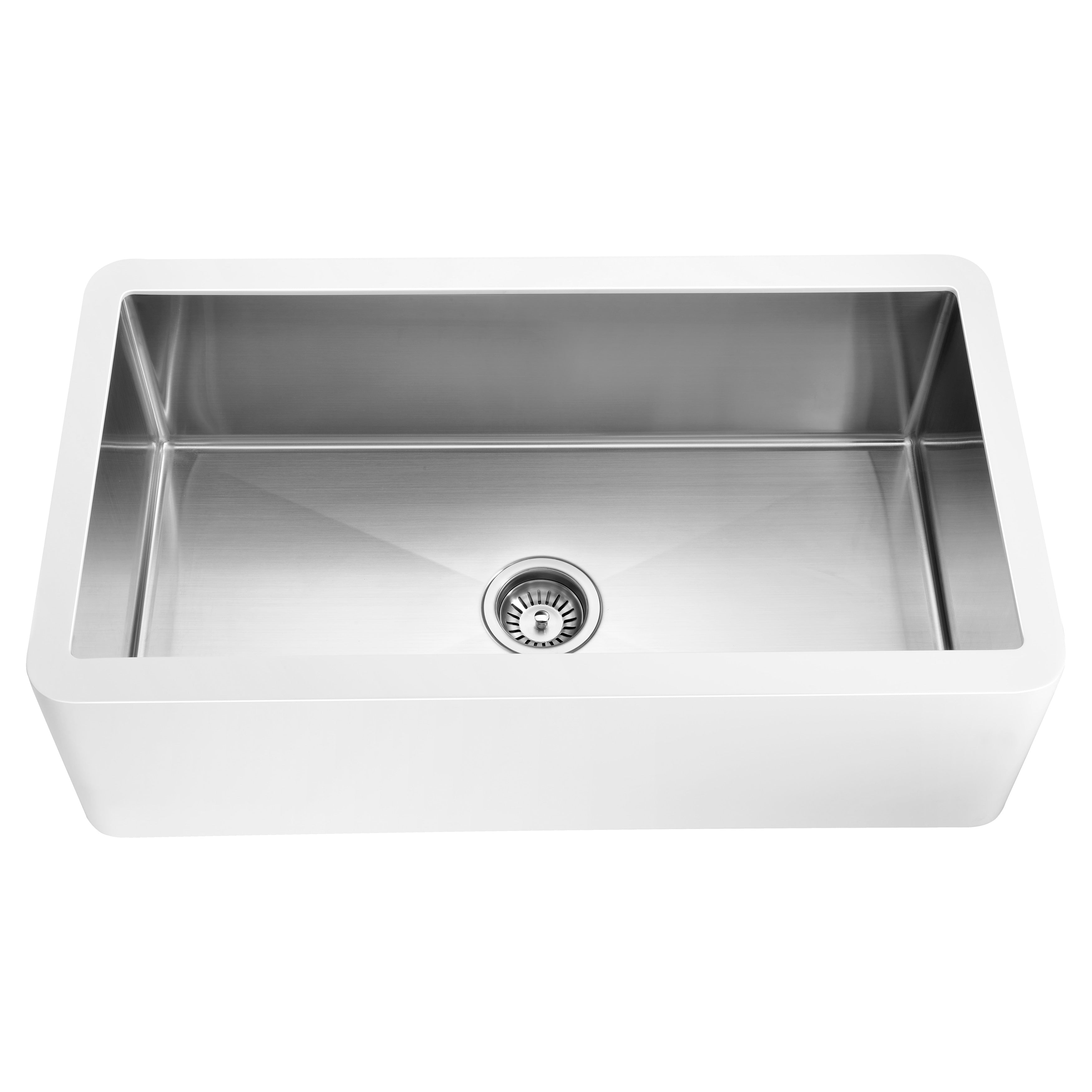Lavello da cucina ANZZI Apollo Matte White Solid Surface Farmhouse da 36 pollici con vasca singola e interno in acciaio inossidabile