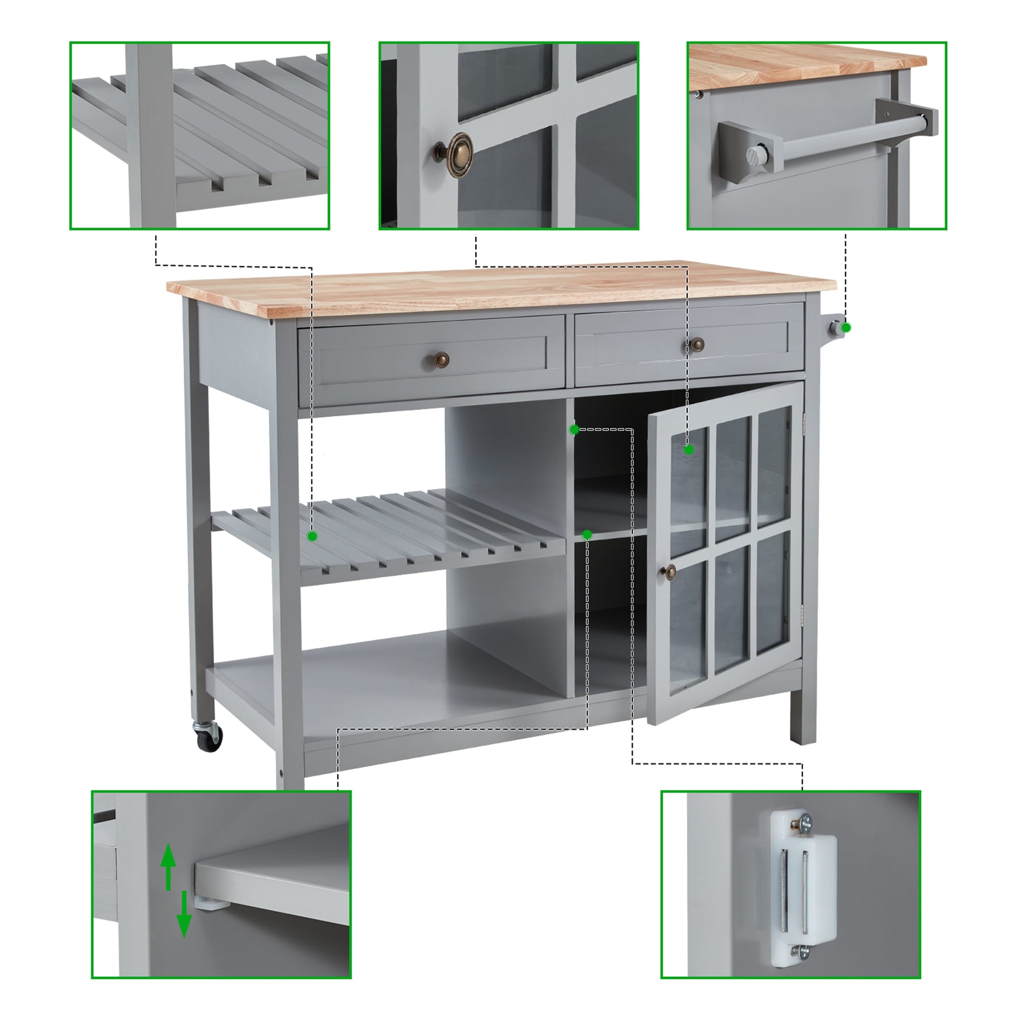 Carrello per microonde con isola da cucina mobile AVAWING 42