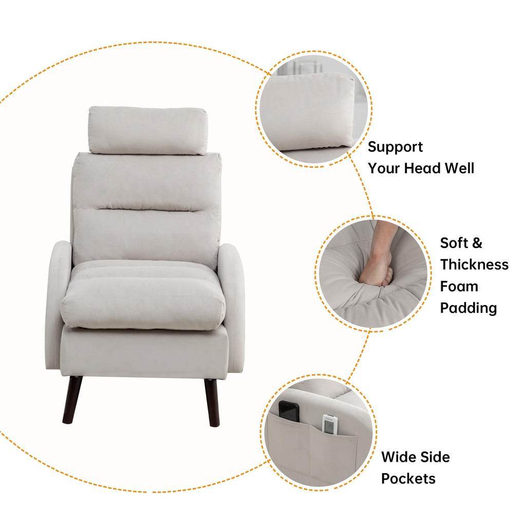 Poltrona lounge HOMYKA con schienale regolabile e pouf contenitore