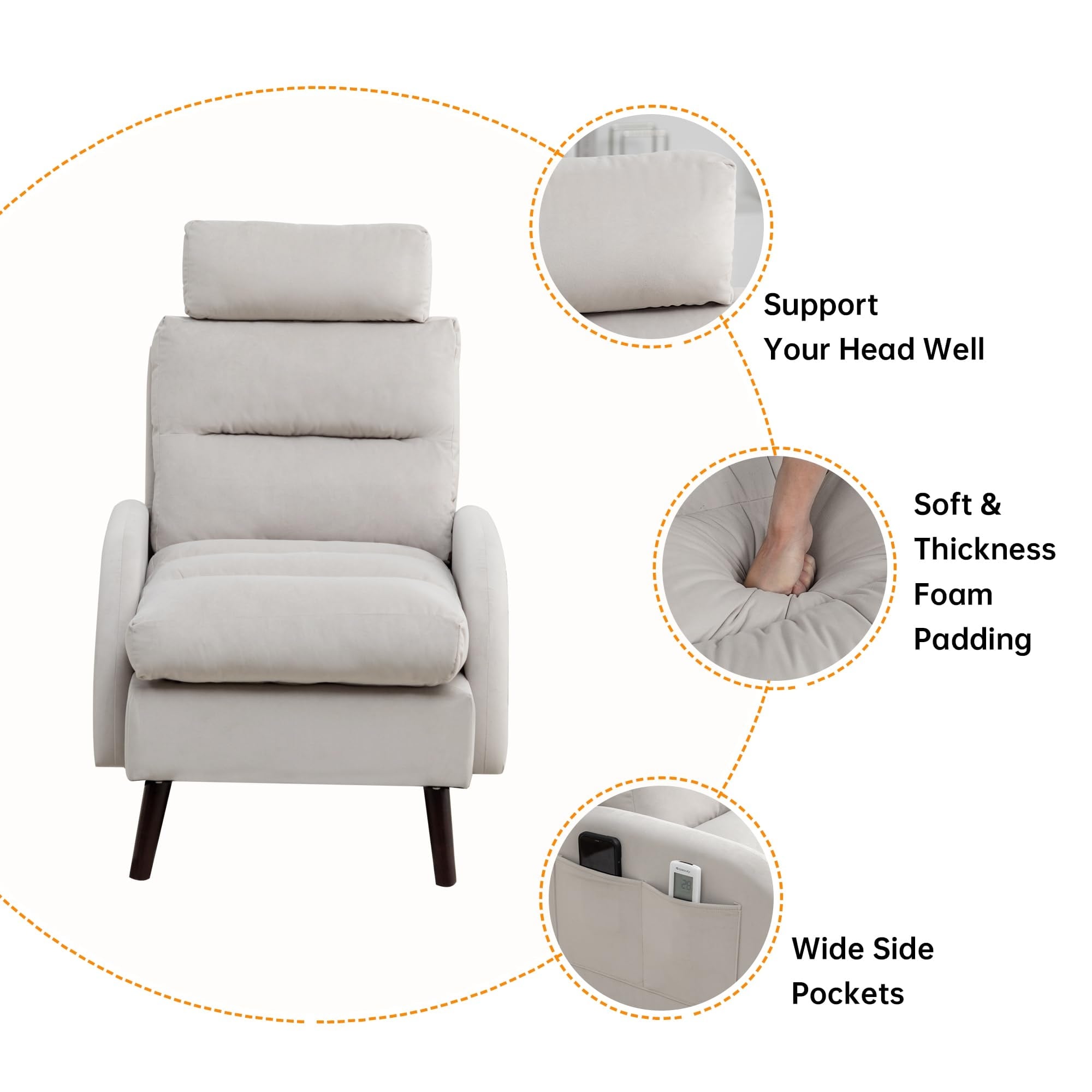 Poltrona lounge HOMYKA con schienale regolabile e pouf contenitore