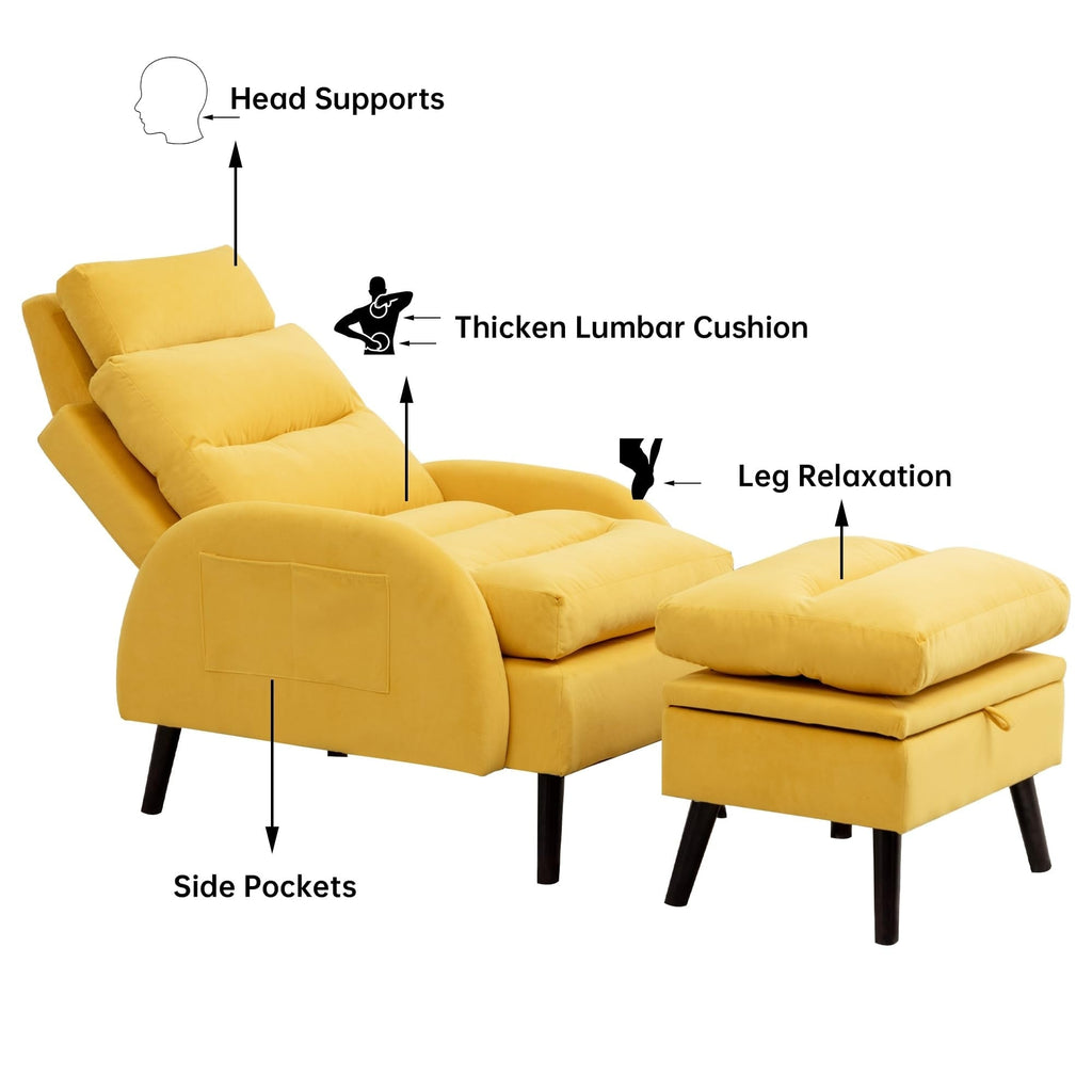 Poltrona lounge HOMYKA con schienale regolabile e pouf contenitore