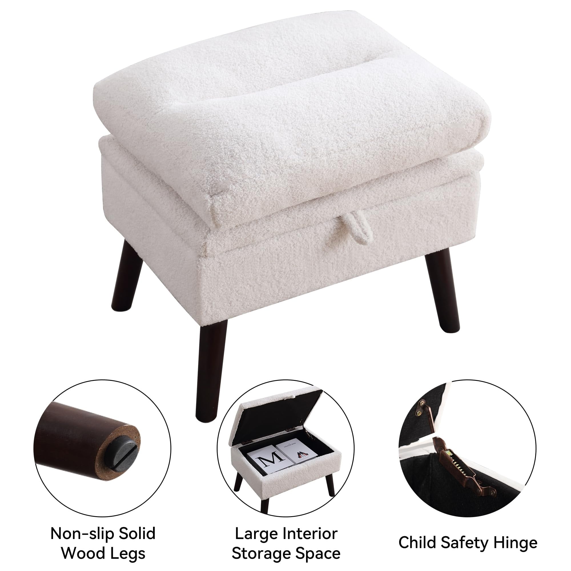 Poltrona lounge HOMYKA con schienale regolabile e pouf contenitore