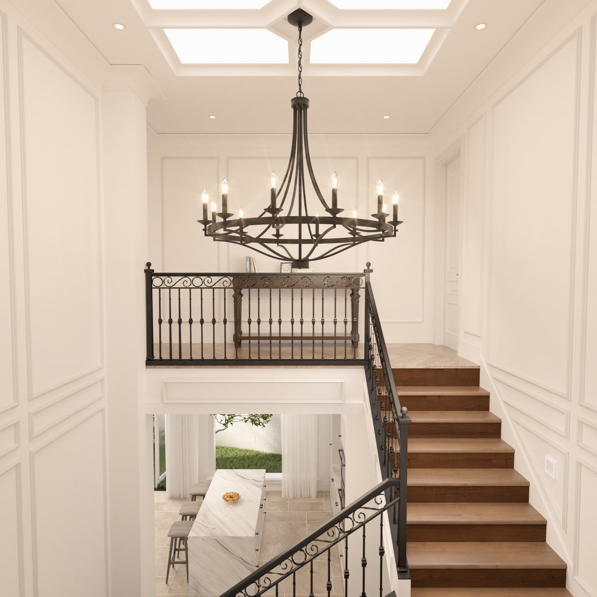 Lampadario Fidenza a 12 luci in stile Impero moderno in stile fattoria con UL - D40'' * H135''