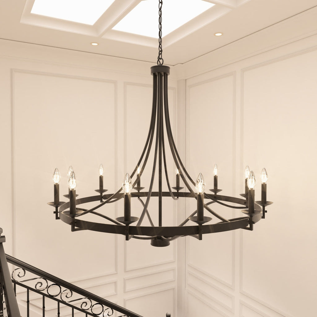 Lampadario Fidenza a 12 luci in stile Impero moderno in stile fattoria con UL - D40'' * H135''