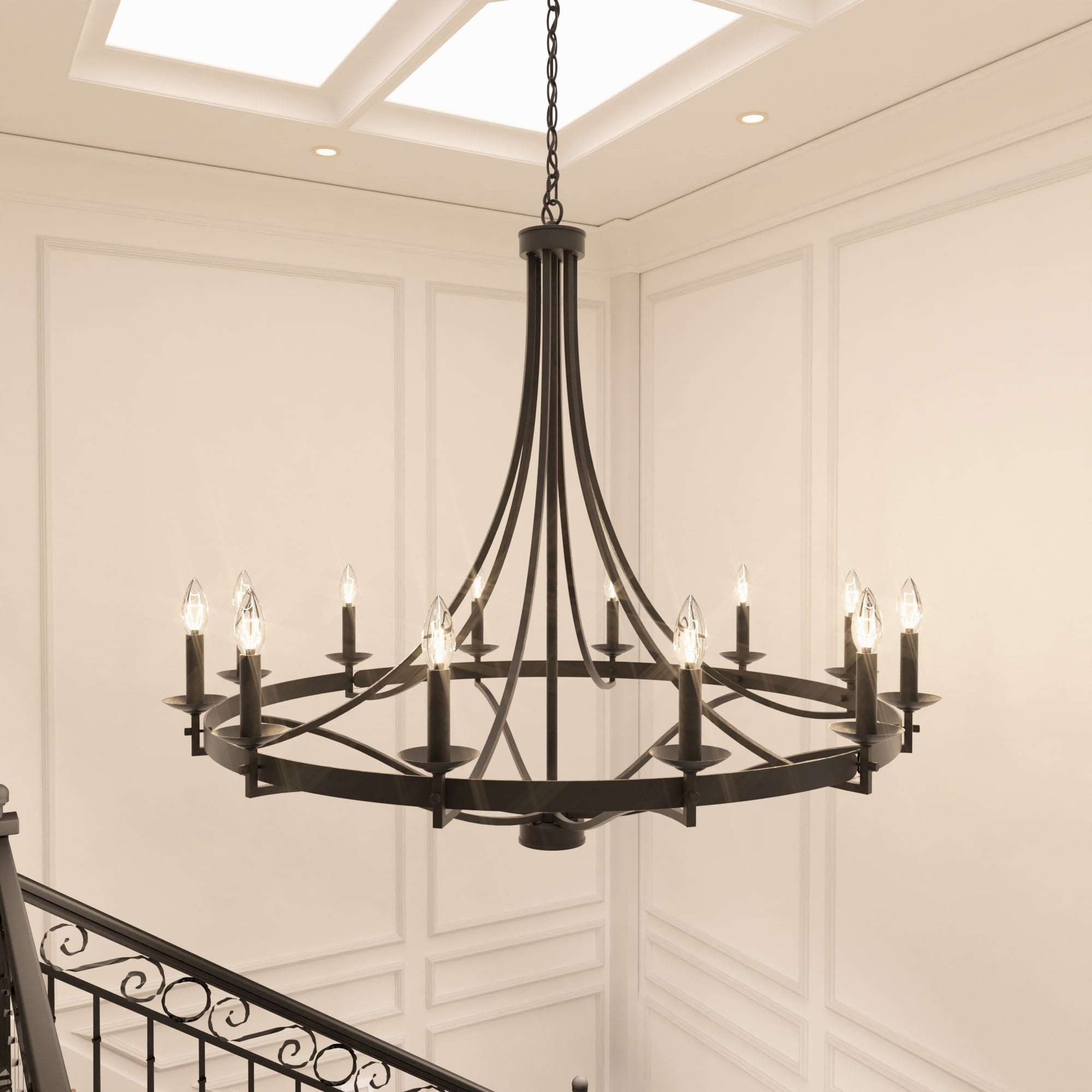 Lampadario Fidenza a 12 luci in stile Impero moderno in stile fattoria con UL - D40'' * H135''