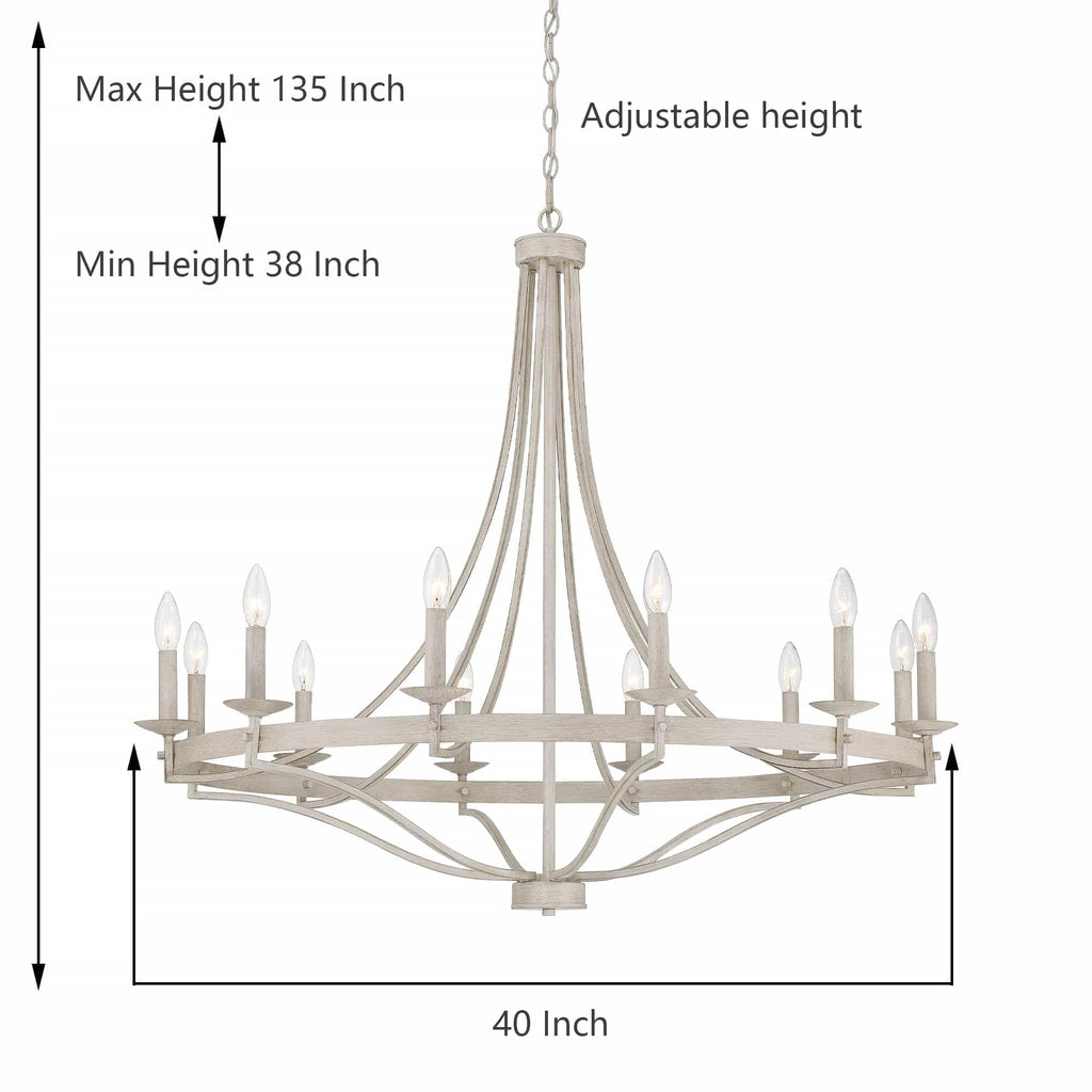 Lampadario Fidenza a 12 luci in stile Impero moderno in stile fattoria con UL - D40'' * H135''