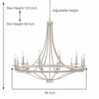 Lampadario Fidenza a 12 luci in stile Impero moderno in stile fattoria con UL - D40'' * H135''