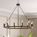 Lampadario a ruota di carro Acroma Farmhouse da 12 luci, 40 pollici, con UL - 40'' P x 138'' H