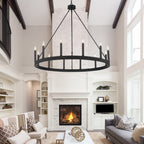 Lampadario a ruota di carro Acroma Farmhouse da 12 luci, 40 pollici, con UL - 40'' P x 138'' H