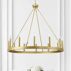 Lampadario a ruota di carro Acroma Farmhouse da 12 luci, 40 pollici, con UL - 40'' P x 138'' H