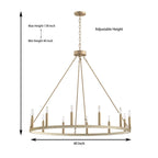 Lampadario a ruota di carro Acroma Farmhouse da 12 luci, 40 pollici, con UL - 40'' P x 138'' H