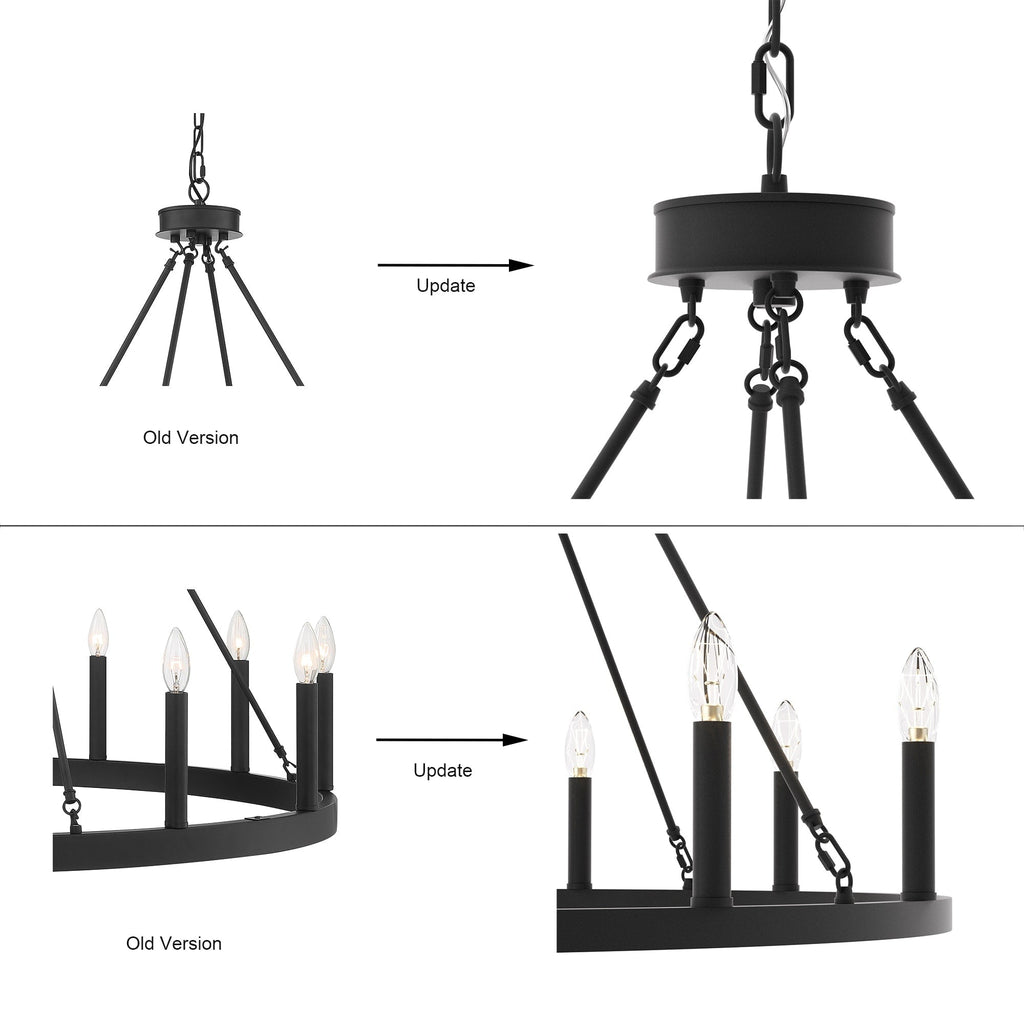 Lampadario a ruota di carro Acroma Farmhouse da 12 luci, 40 pollici, con UL - 40'' P x 138'' H