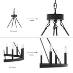 Lampadario a ruota di carro Acroma Farmhouse da 12 luci, 40 pollici, con UL - 40'' P x 138'' H