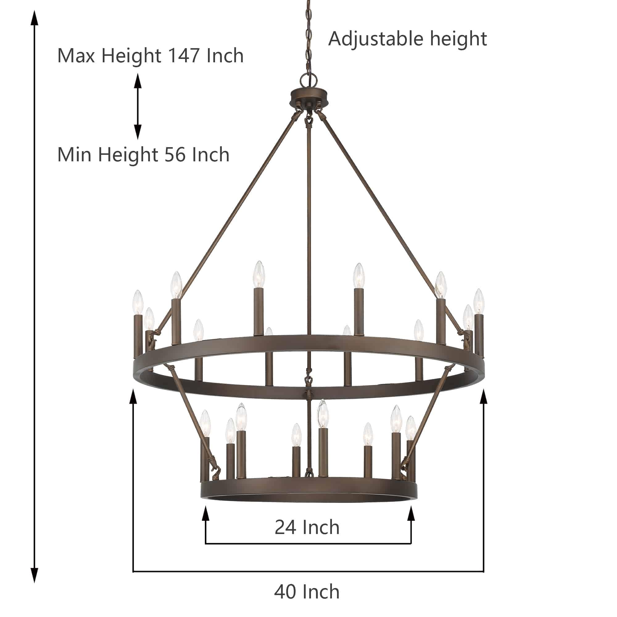 Lampadario Acroma da 20 luci moderno stile fattoria da 40 pollici a forma di ruota di carro con UL