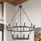 Lampadario Acroma da 20 luci moderno stile fattoria da 40 pollici a forma di ruota di carro con UL