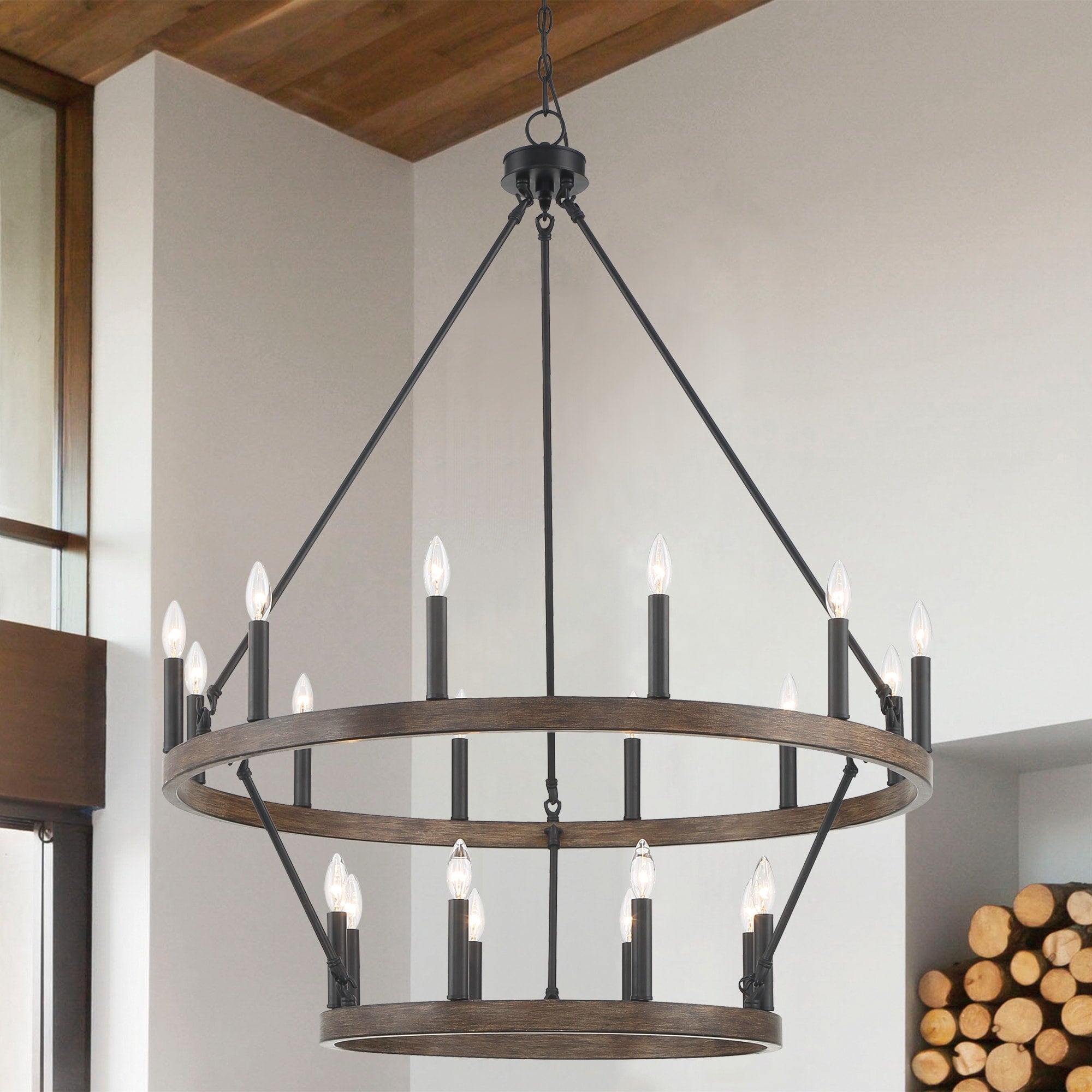 Lampadario Acroma da 20 luci moderno stile fattoria da 40 pollici a forma di ruota di carro con UL