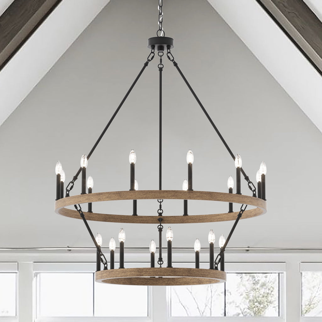 Lampadario Acroma da 20 luci moderno stile fattoria da 40 pollici a forma di ruota di carro con UL