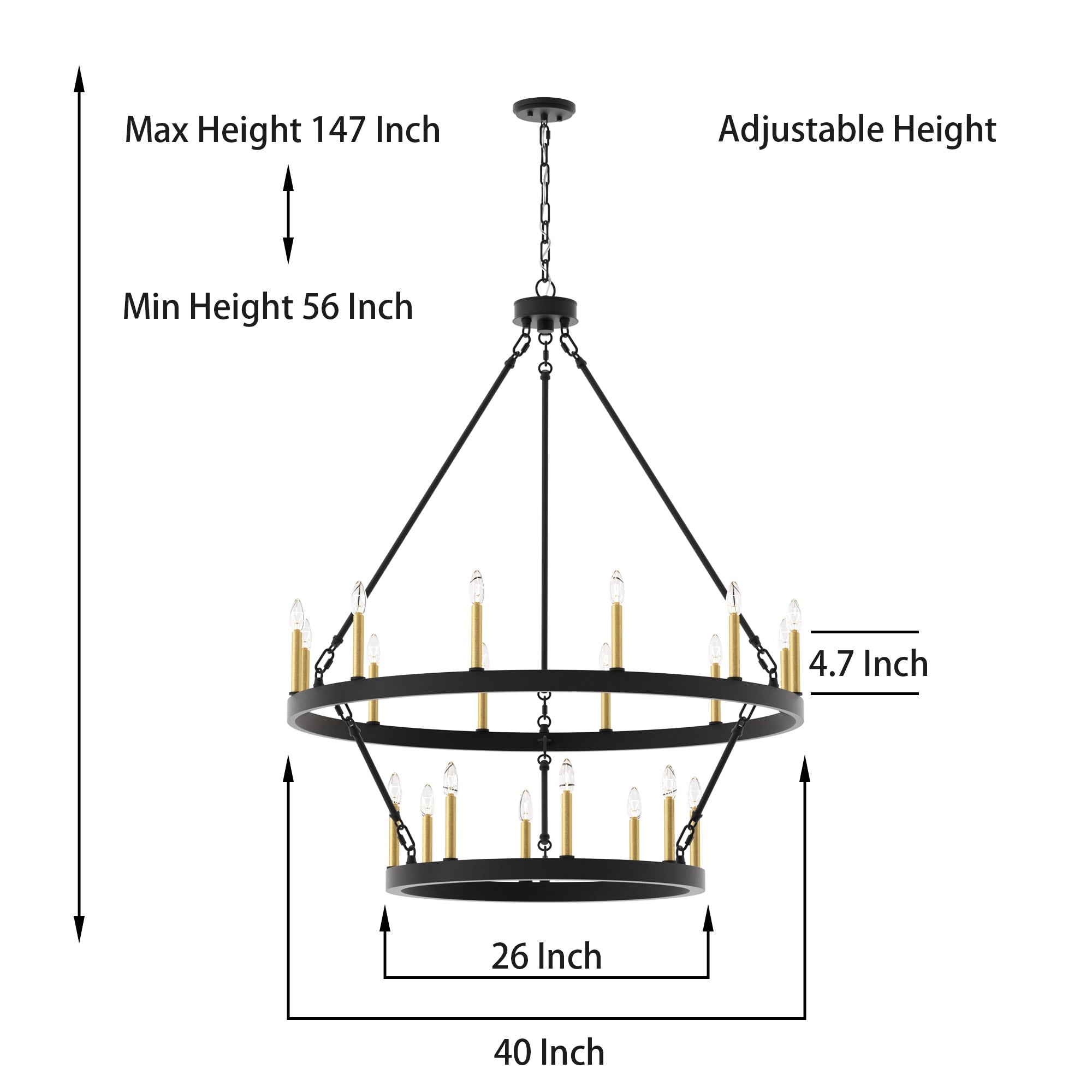 Lampadario Acroma da 20 luci moderno stile fattoria da 40 pollici a forma di ruota di carro con UL