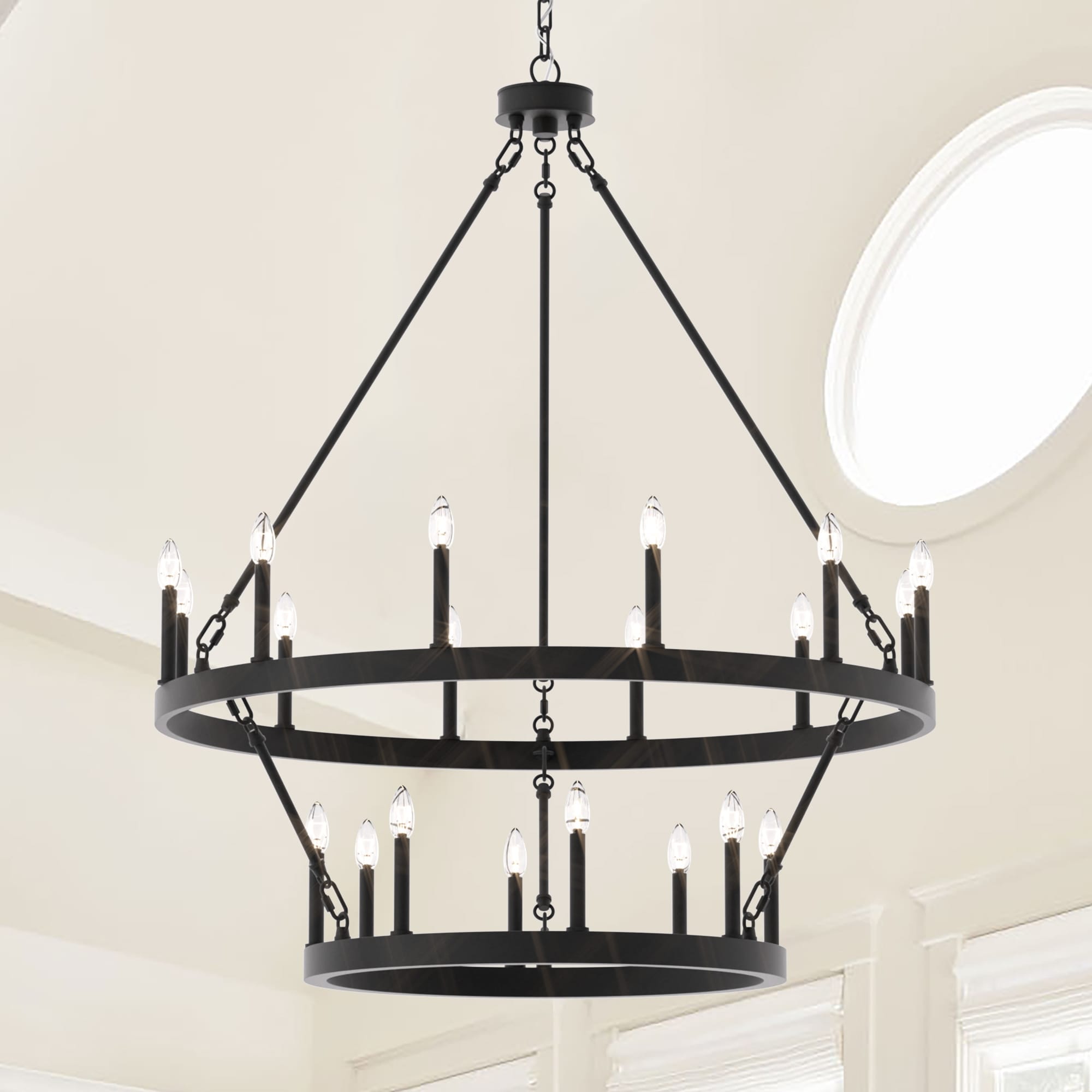 Lampadario Acroma da 20 luci moderno stile fattoria da 40 pollici a forma di ruota di carro con UL